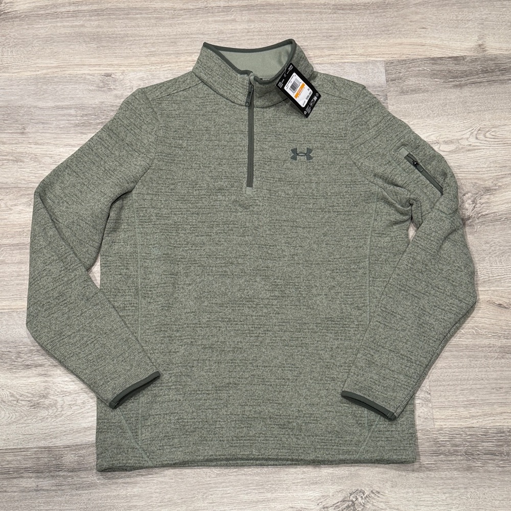 Men's Under Armour Specialist Grove Green Quarter Zip Sweater NWT